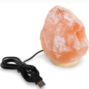 Hand-Carved Himalayan Rock Salt Lamp Night Light with USB port charger NIB NEW